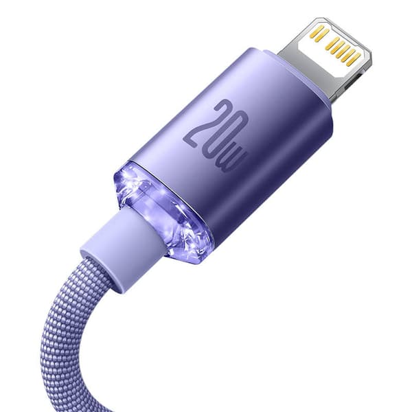 Baseus Crystal Shine USB-C til Lightning-kabel, 20W, PD, 1,2m (lilla)