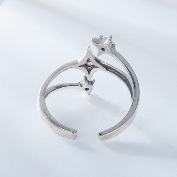 Justerbar silverring med KRISTALLSTJÄRNOR, 925 silver