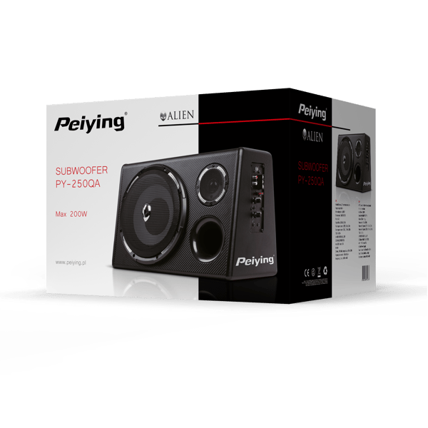 Peiying 10" bilsubwoofer 200 W bastubakabinetskabsluttet undersystem