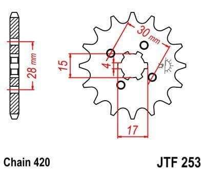 JT F253-15 framdrev, 15T, storlek 420