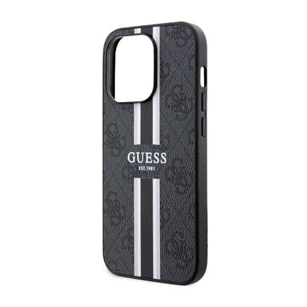 Guess 4G Printed Stripes MagSafe - iPhone 14 Pro -kotelo (musta)