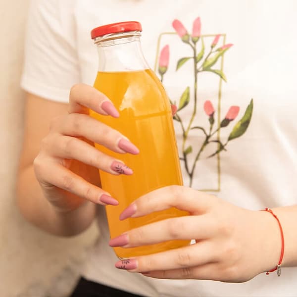5x Kubuś 500ml glasflaskor för juice, juice, vatten, glasflaska 0,5l