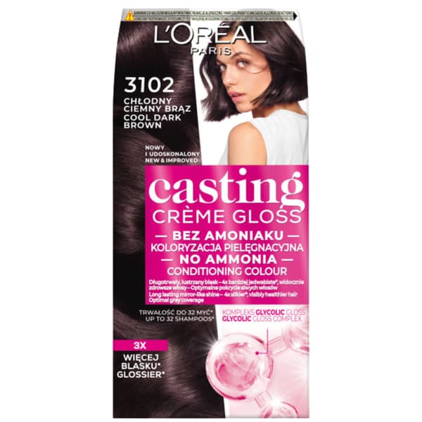 L'Oreal Casting Creme Gloss väri 3102 tumma viileä ruskea