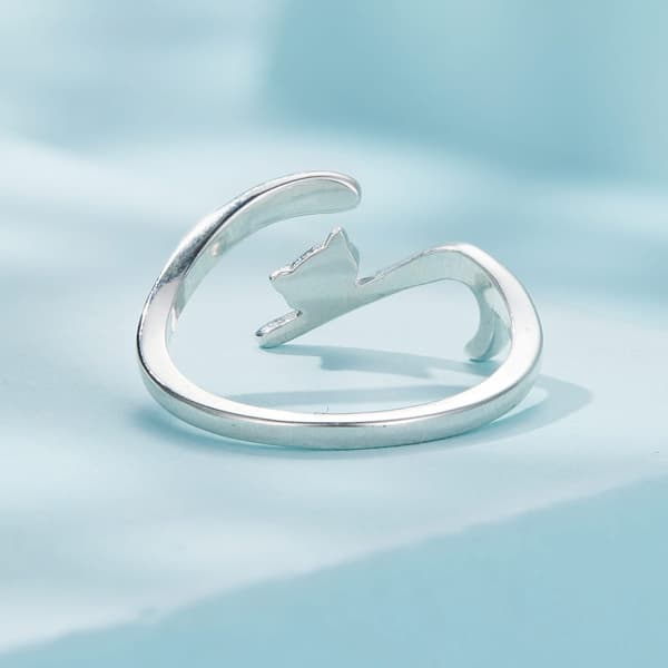 Silver universalring, kattunge med lång svans, silver 925