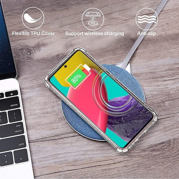 ETUI TIL SAMSUNG GALAXY M53 5G TRANSPARENT + 2xGLAS