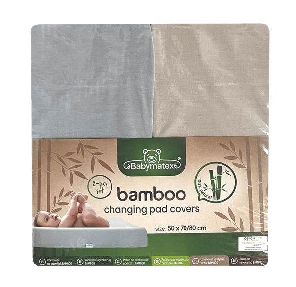 BAMBOO Skötbordsöverdrag 2-pack 50x70/80 Beige