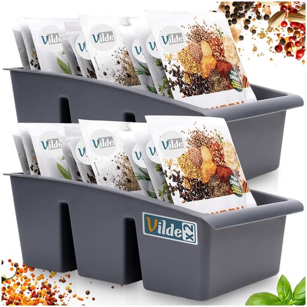 Krydderiopbevaring organizer grå 25x15x9 cm 2 stk.
