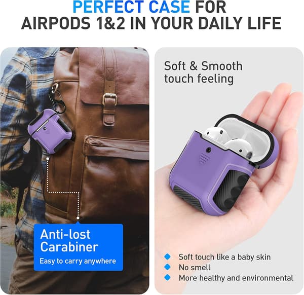 HÅRDT SILIKONEETUIS TIL AIRPODS 1/2 LILLA SORT
