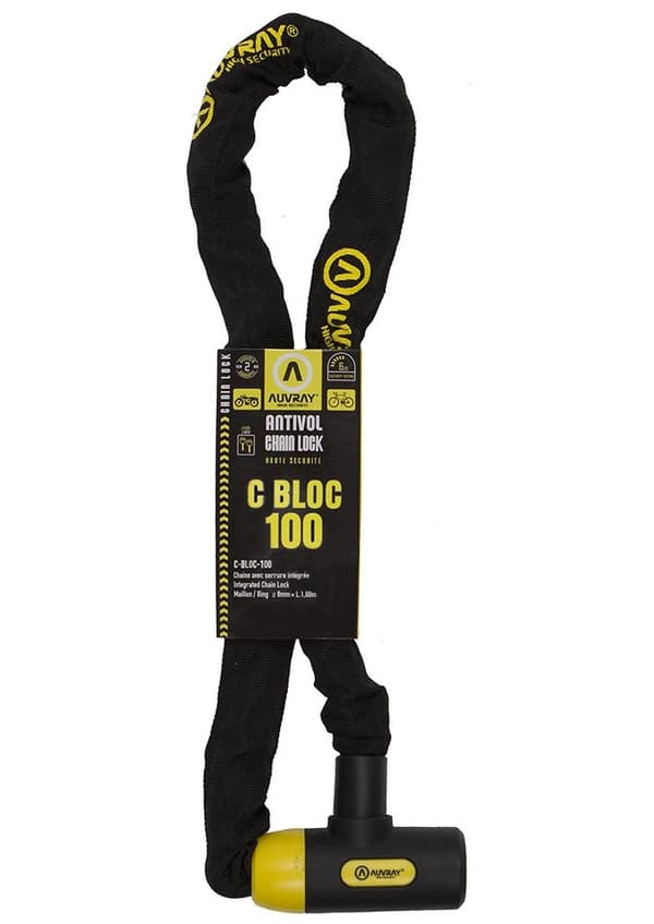 AUVRAY C-BLOC 100 kæde med lås - længde 100 cm, diameter 8 mm