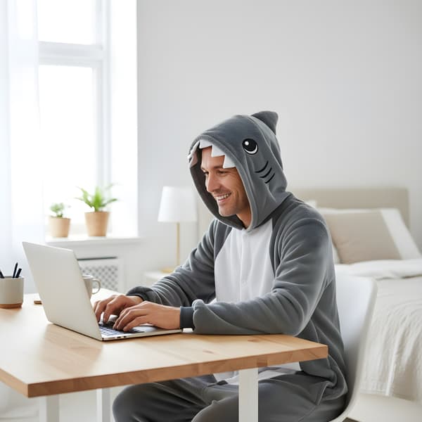Kigurumi pyjamas kostume grå haj størrelse 145-155 cm
