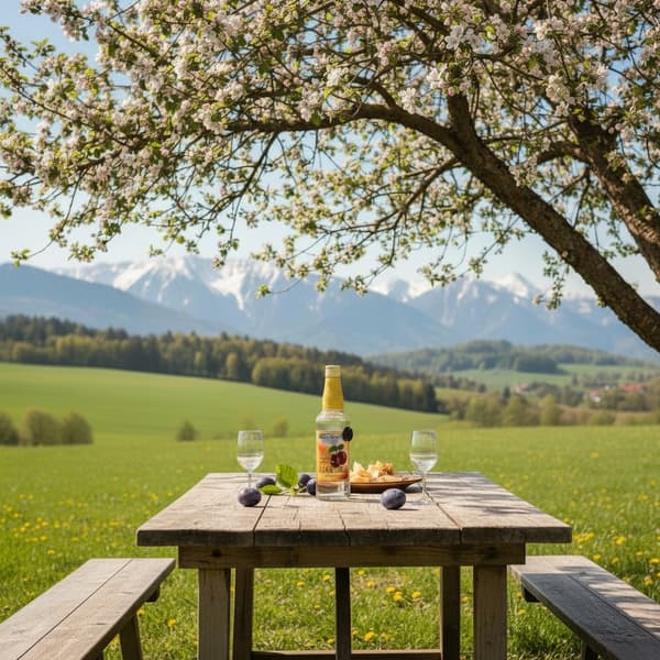 5x lasipulloa Łącka Slivovitz GOLD 500ml koristellulle Monopol-pullolle