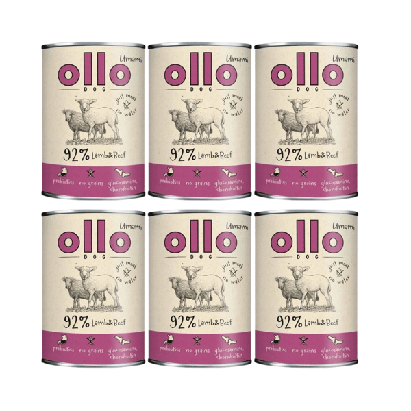Ollo Umami vådfoder til hunde med lam og oksekød 6x850g