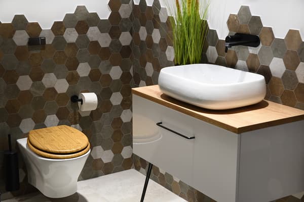 Mjukstängande universal toalettsits AWD INTERIOR 1598 Bambu MDF bambumönster