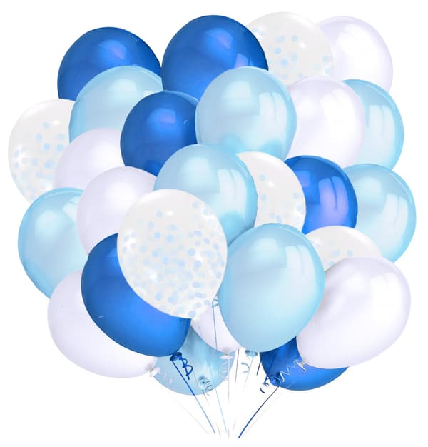 Vita Blå Confetii Ballonger 35 st
