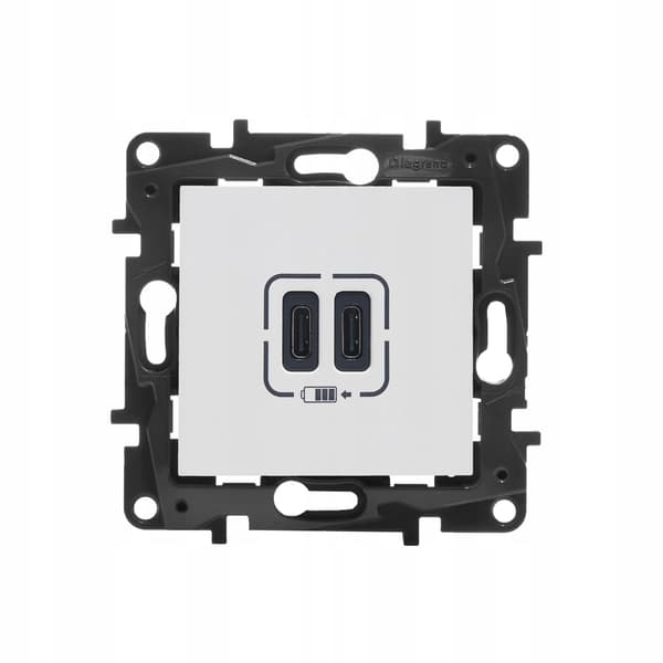NILOE STEP hvid modul laderstik 2X USB Type C 3A 5V 15W 863139