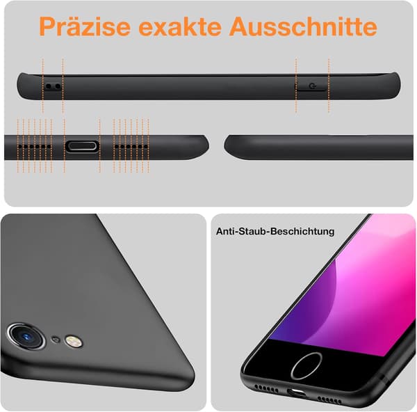 ETUI TIL APPLE IPHONE 7/8/SE 2020 SILIKONE SORT FLEKSIBEL A1660 A1863