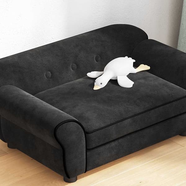 vidaXL hundesofa, sort, 72x45x30 cm, plys