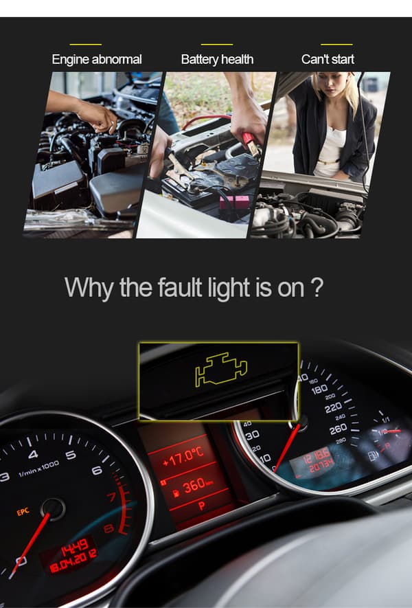 Diagnostisk måler OBD2 scanner batteritester Konnwei KW870