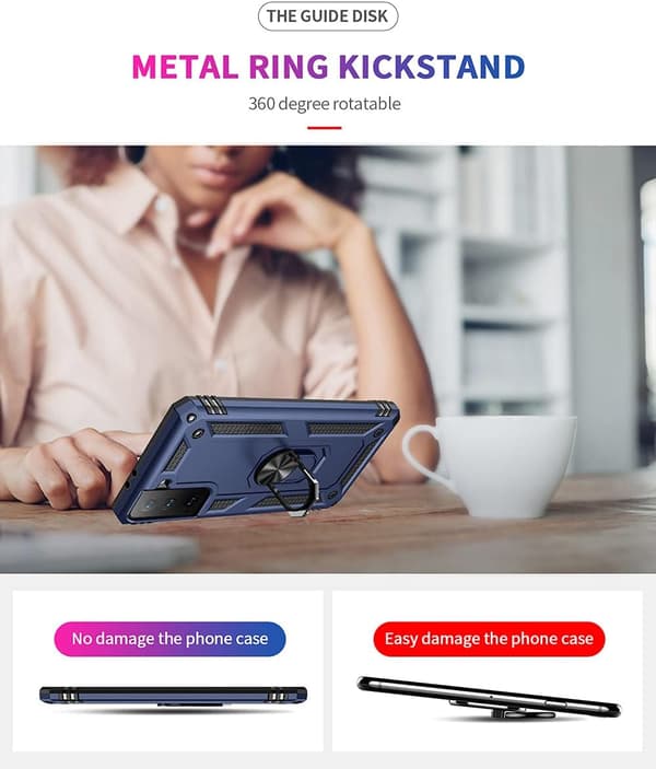 SAMSUNG GALAXY S21 SKAL MARINBLÅTT SOLID BAKSIDAN MED RING