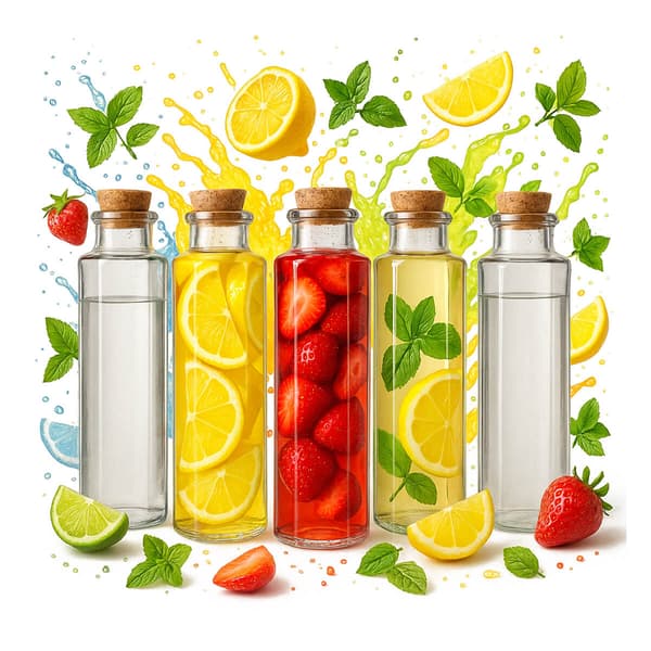 5x MILANO glasflaskor 350ml karaff för juice alkohol olja vatten kork