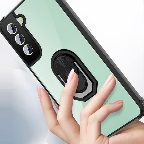 ETUI TIL SAMSUNG GALAXY S21 FE 5G MED MAGNET OG STATIV SORT RAMME
