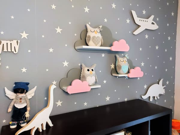 Cloud Shelves Sæt med 3 Moli Galaxy - Grå og Pink