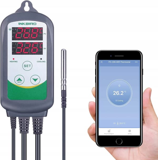 Inkbird ITC-308 Wi-Fi temperaturstyringstermostat, rygercontroller