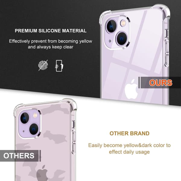 ETUI TIL APPLE IPHONE 14 KLAR + 3x HÆRDET GLAS A2882 A2649