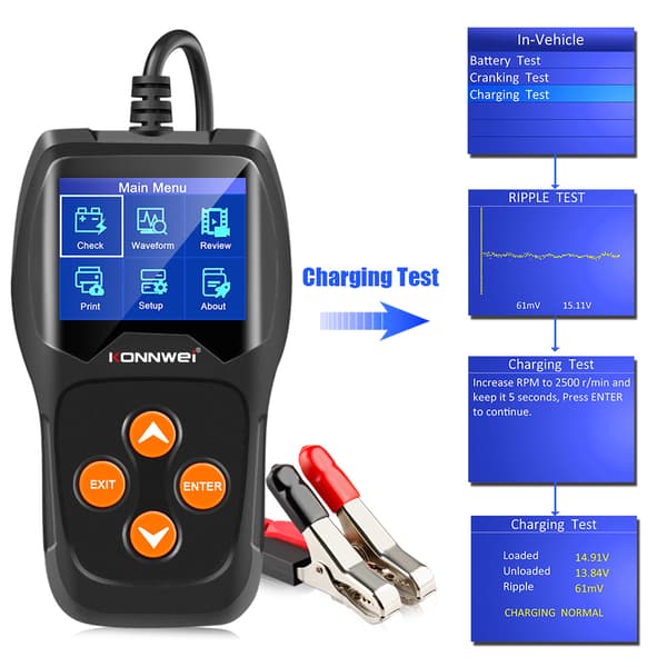 Konnwei KW600 Batteritestare - 12V Bilbatteridiagnostik