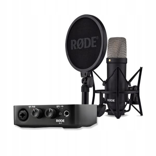 RODE NT1 -studiosetti, mikrofoni ja AI-1-äänikortti