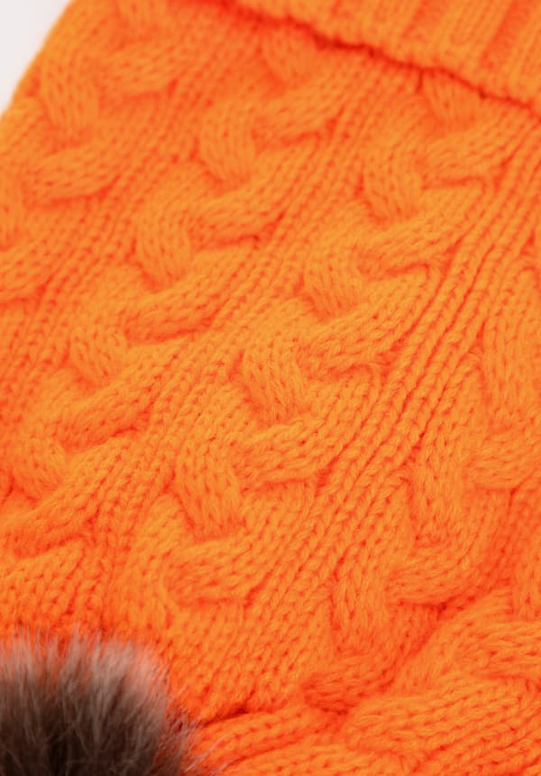 Wittchen Dam Mössa med Fläta och Pompom, Orange Akryl