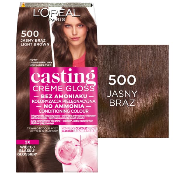L'Oréal Casting Crème Gloss hårfarve uden ammoniak 500 lysebrun