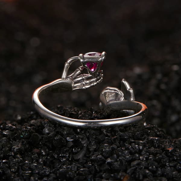 Silver universalring skelett hand HJÄRTA och ROS silver 925