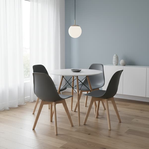KITO stol mørkegrå / naturlige ben x 4
