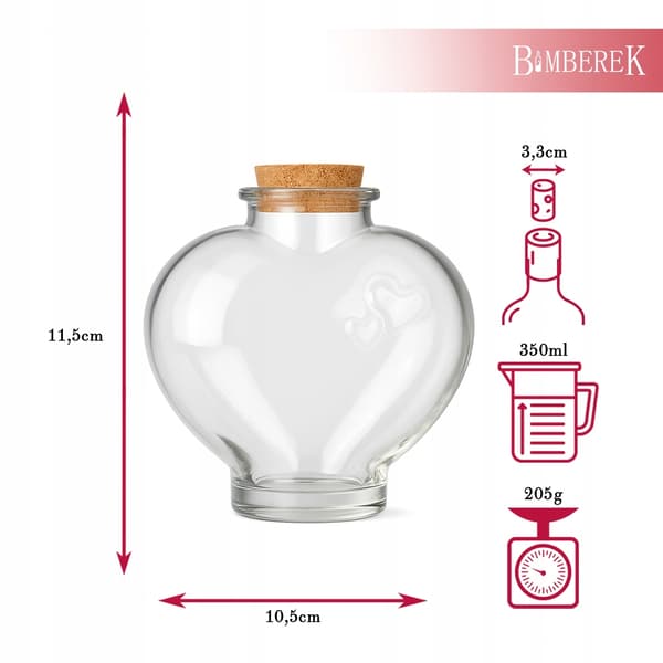 5x LOVE glasbehållare 350ml för vin, alkohol, present, bröllopsflaskor