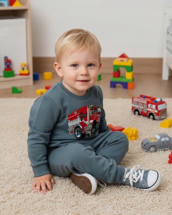 BARNPYJAMAS 86 för POJKAR 100 % bomull LASTBILSMÖRKE