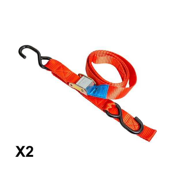 BIKETEC 2 TRANSPORTSTROPPER 38MM X 2M BELASTNING OP TIL 300KG, 2 STROPPER, RØDE