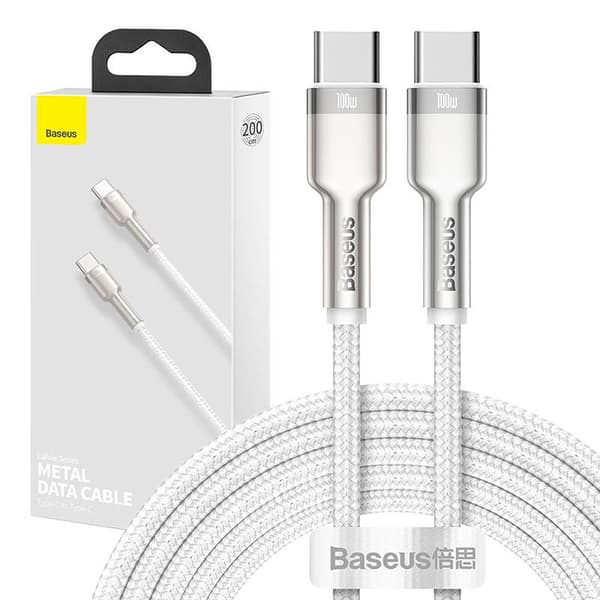 Baseus Cafule USB-C - USB-C -kaapeli, 100W, 2m (valkoinen)