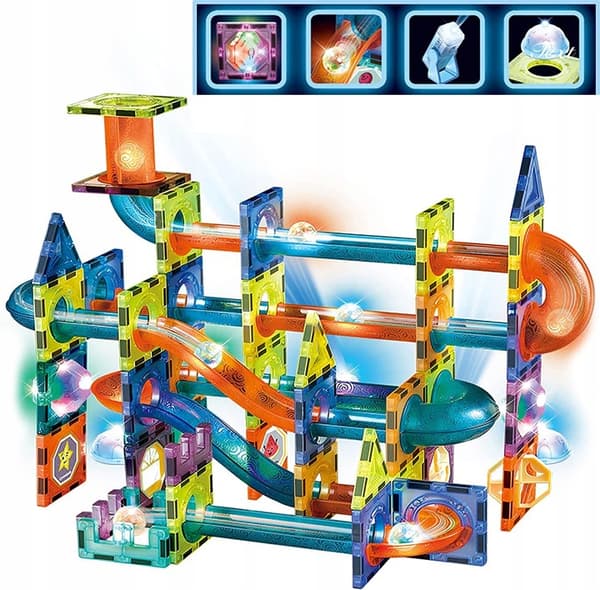 MAGNETISKE BLOKKE Konstruktion LYSENDE magnetiske banekugle 110 stk.