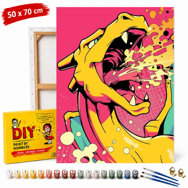 Pokémon Måla efter nummer-bild med ram Charizard 50x70 cm