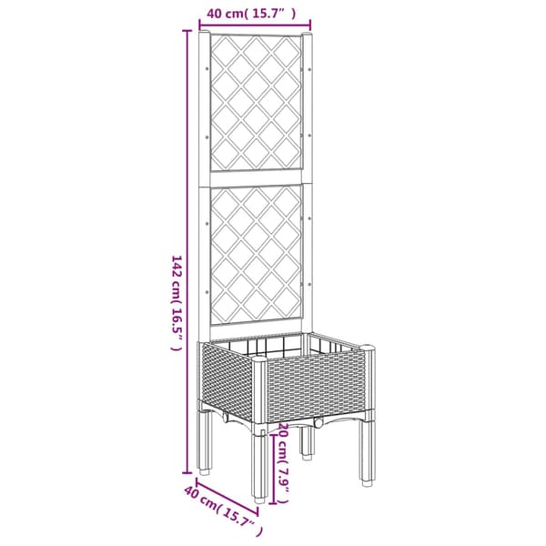 vidaXL haveplantekasse med espalier, sort, 40x40x142 cm, PP