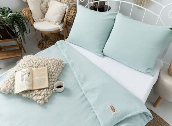 Bomullssängkläder MUSLIN 160x200 Mintgrön