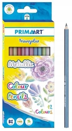Triangulära metalliska kritor, 12 färger