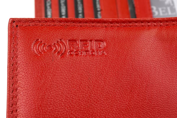 Dame læderpung RFiD læder til kort stor læder rød Beltimore
