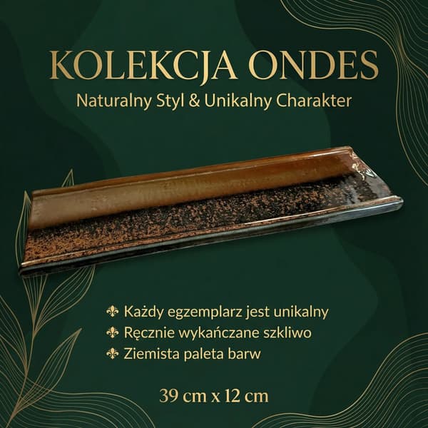 REKTANGULÄR KERAMISK TALLRIK FÖR SERVERING AV SUSHI BRUN 39×12 CM