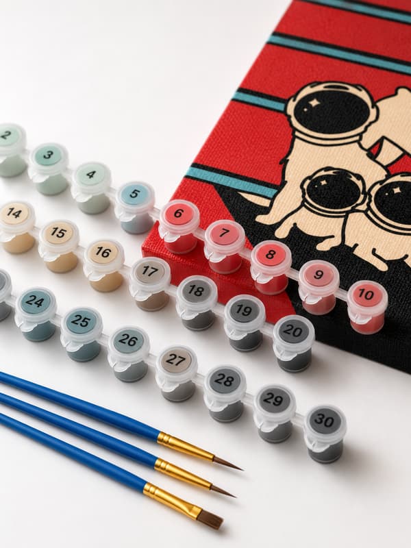 MALING EFTER TAL MED RAMME Billeder til maleri - Rumhunde 40x50 cm