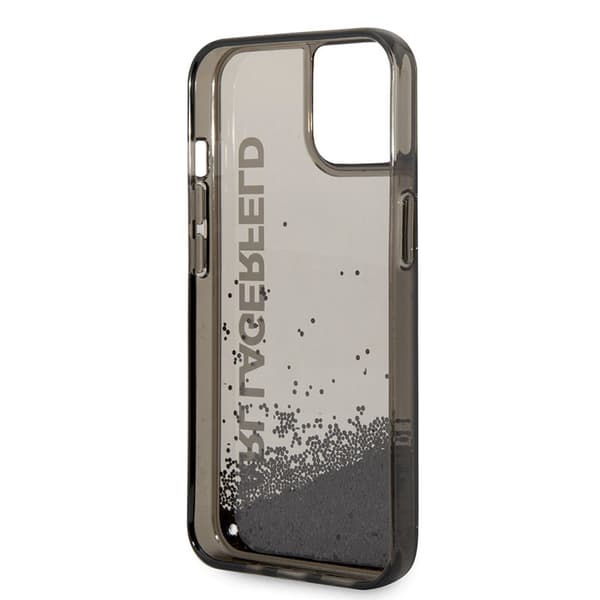 Karl Lagerfeld Liquid Glitter Translucent Elongated Logo Cover - iPhone 14 Plus Cover (Sort)