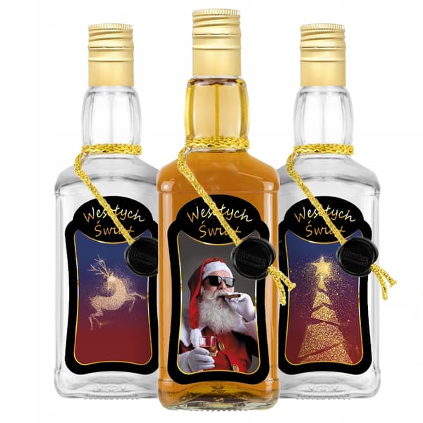 10 st JULDANIELS 500ML PREMIUMDEKORERADE glasflaskor för vodka