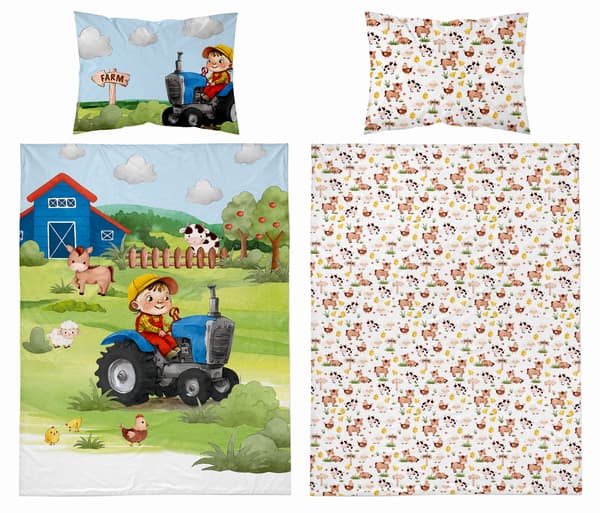 Bambu spjälsäng 90x120 Farm Traktor blå
