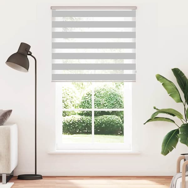 vidaXL Zebrarullgardin, ljusgrå, tygbredd 125,9 cm, polyester
